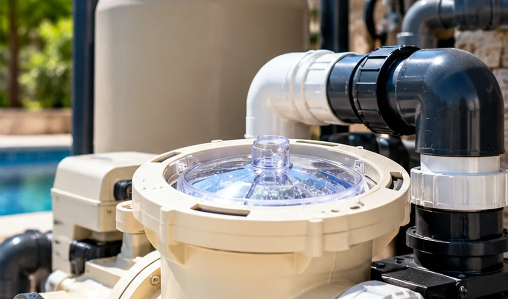 Residential swimming pool pump and filtration equipment
