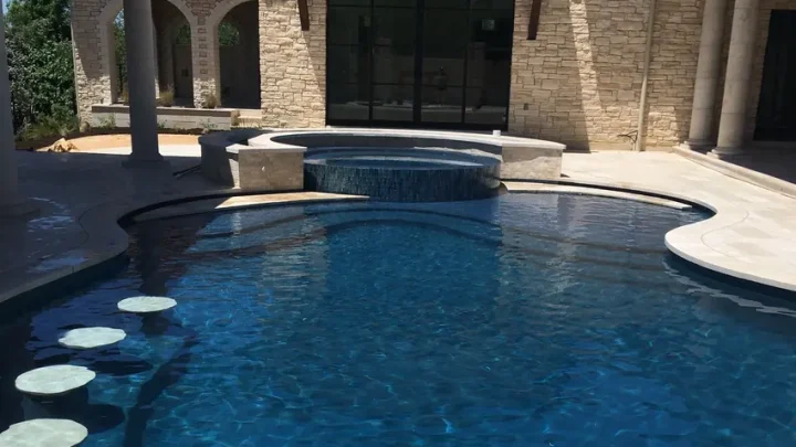 Clear blue water in a client-supplied residential pool photograph