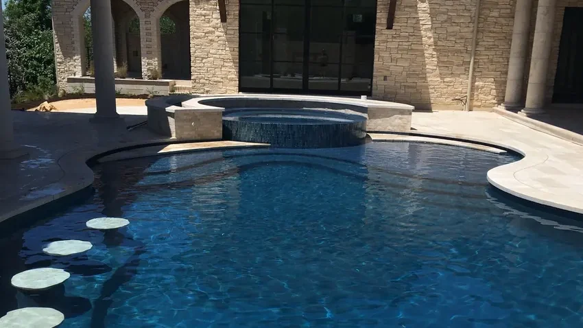Clear blue water in a client-supplied residential pool photograph